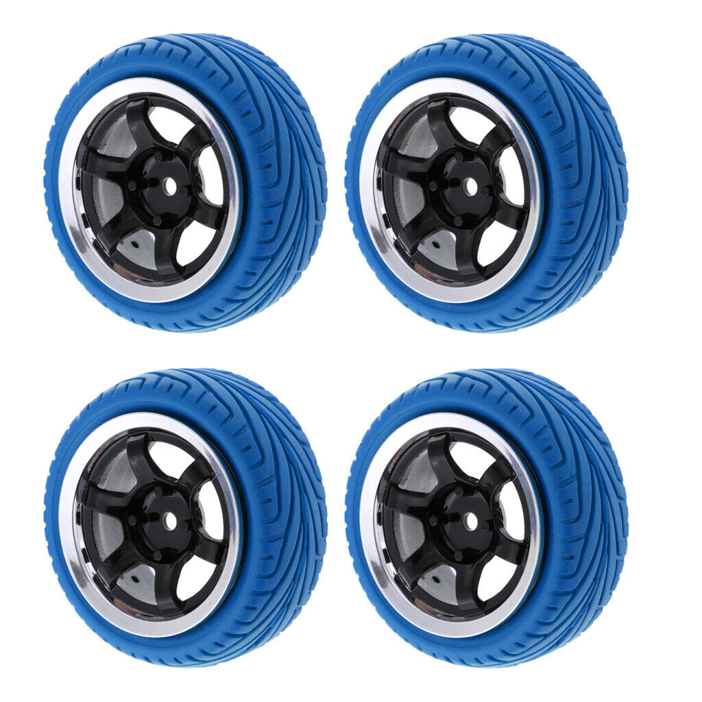 4pcs RC Vehicle Wheels Tires Rims Set 12mm Hex for 1/10 On Road Car HSP Blue