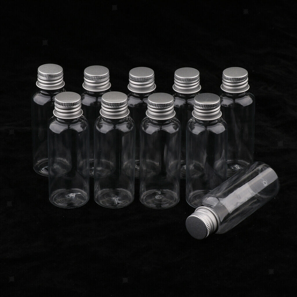 Set of 10 50ml Empty Plastic Bottle Screw   Condiment Juice Storage Vials