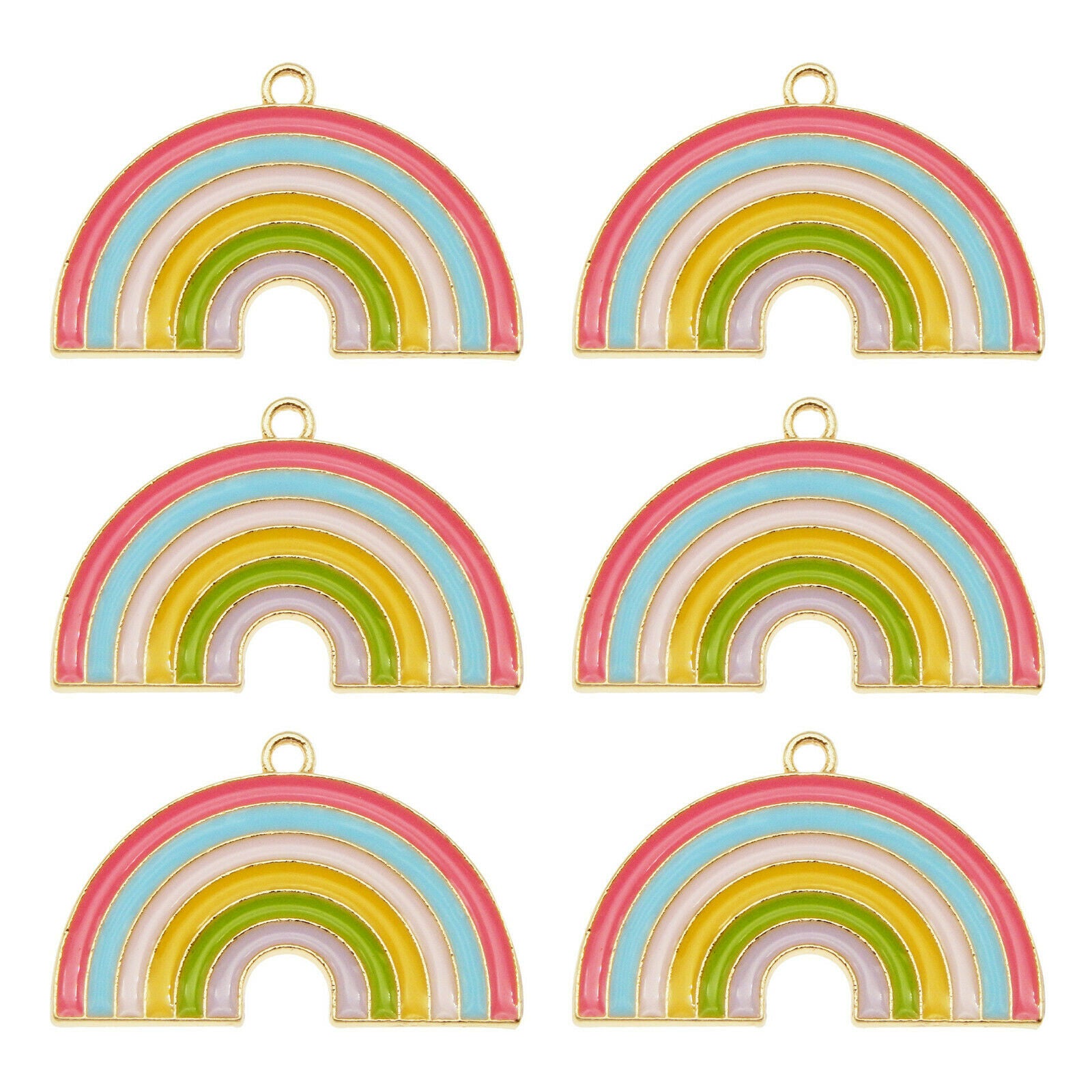 12 pcs Colorful Rainbow Enamel Charm Earring Pendant Dangle Alloy Crafts 32*20mm