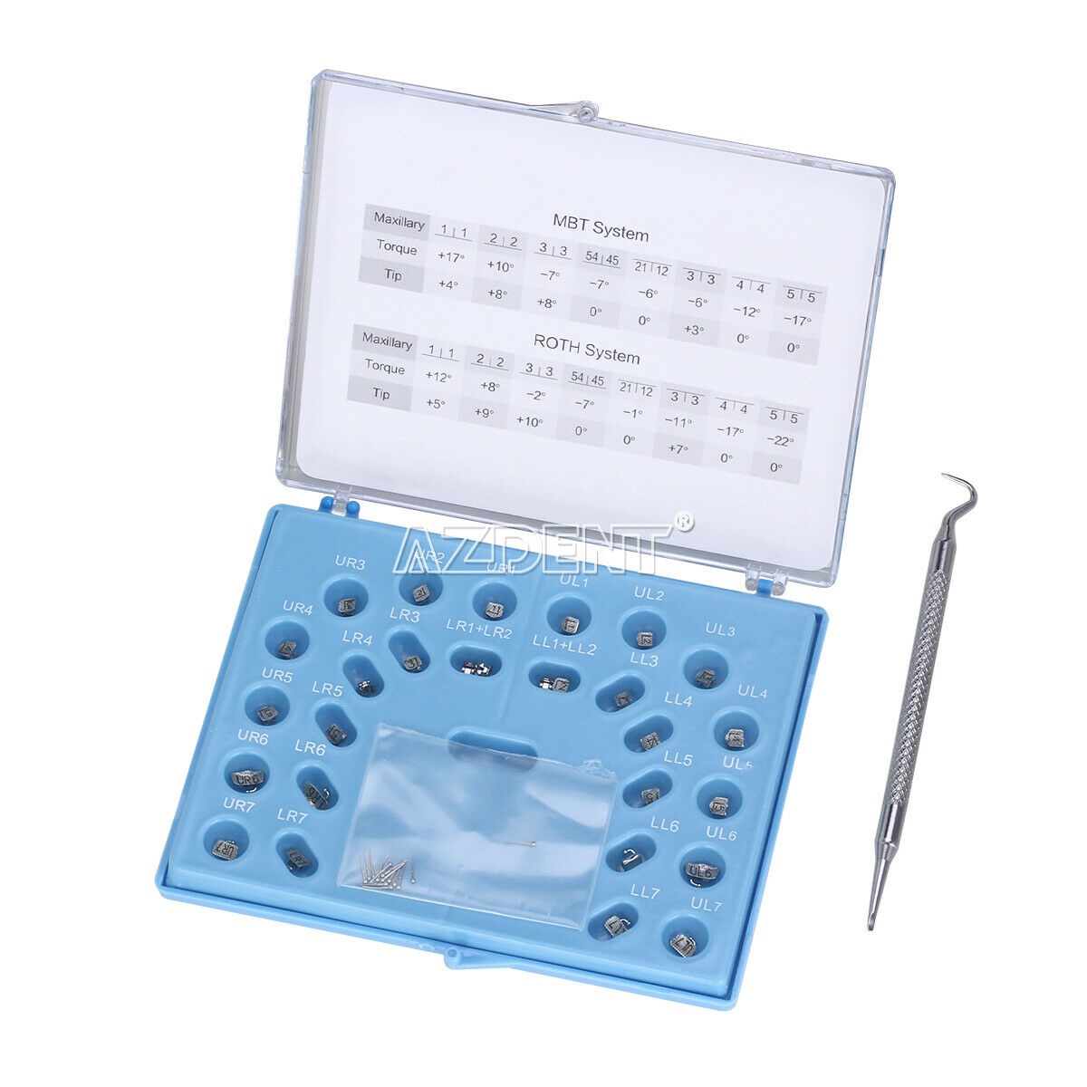 Dental Orthodontic Self-Ligate Brackets w/Buccal Tube Roth 022 Movable Hooks 345