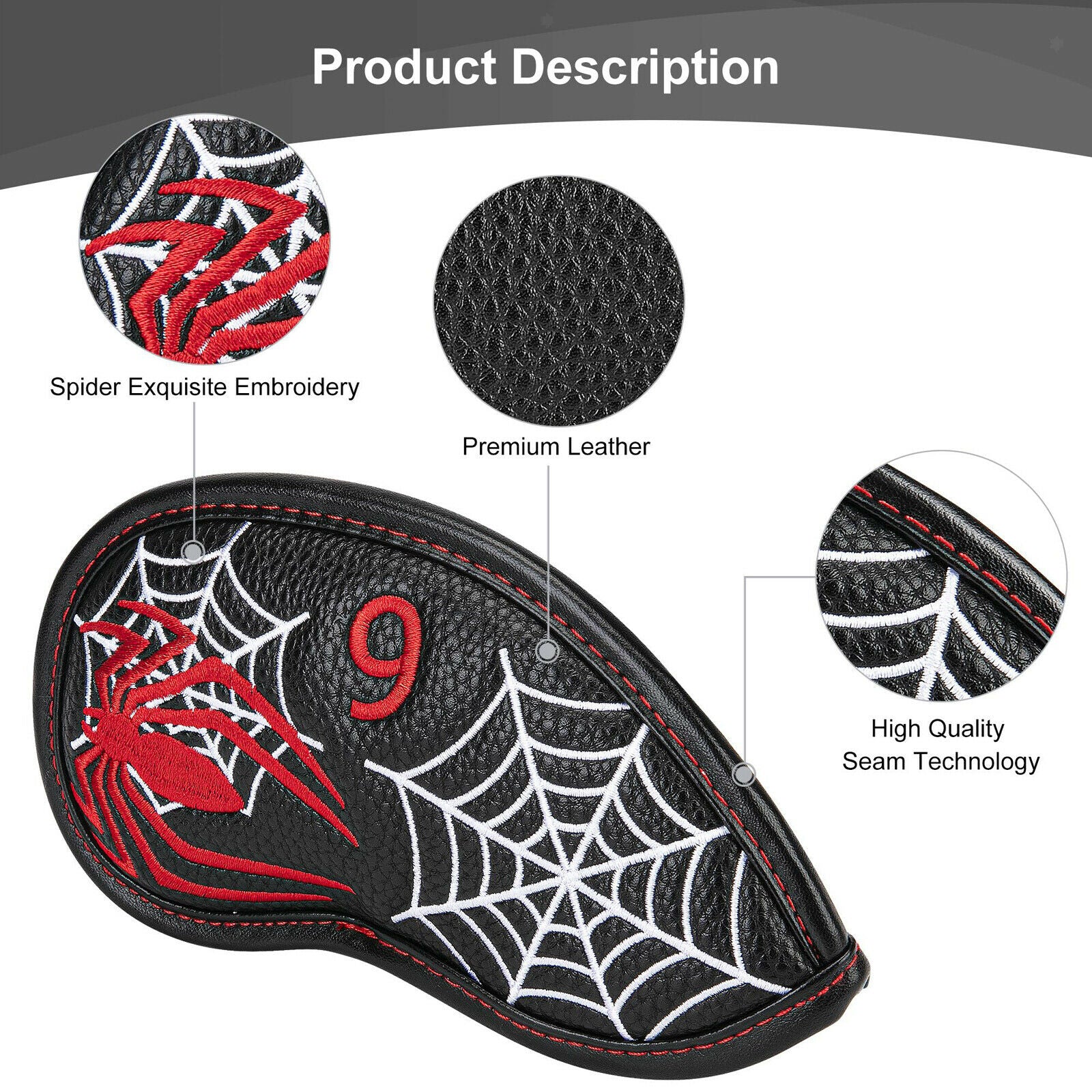 11 Pcs/Set Durable Waterproof Leather Golf Iron Headcover Club Guard Hybrid