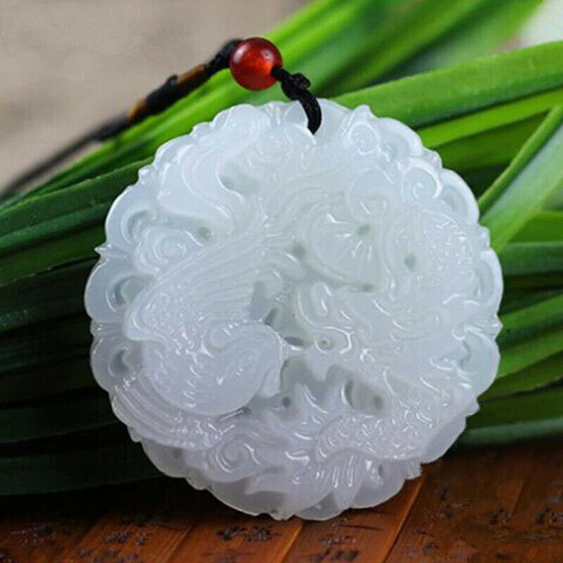 Dargon Natural White Carved Dragon Head Lucky Amulet Necklace Pendant
