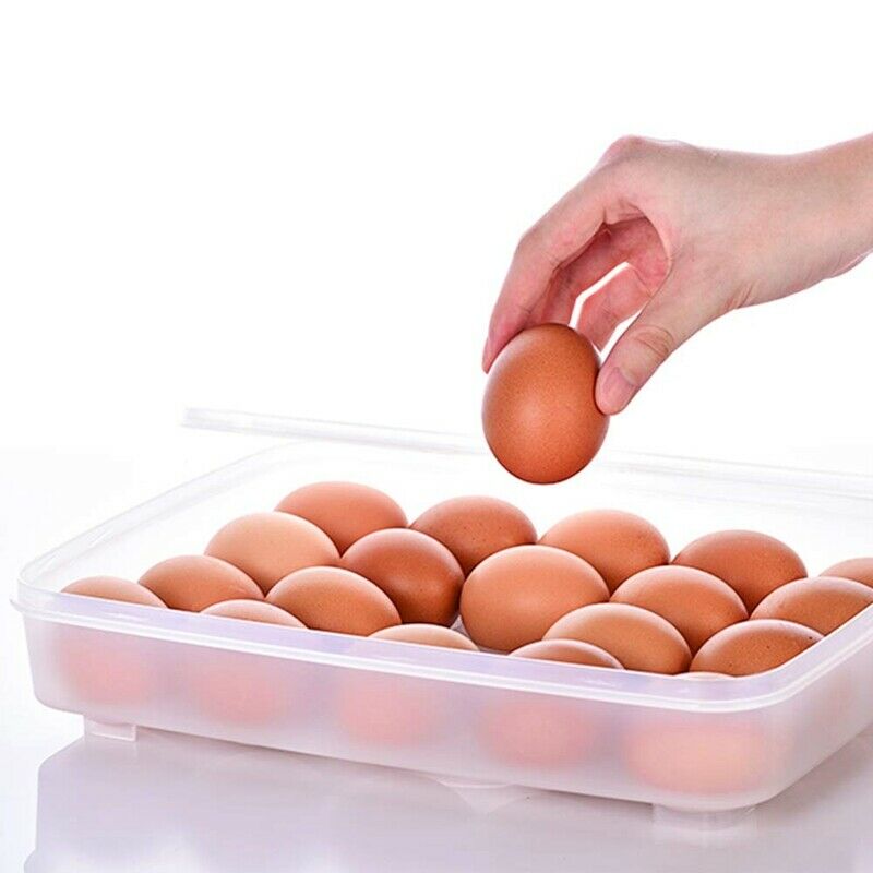 Egg Holder for Refrigerator, Deviled Egg Tray Cer with Lid Fridge Egg Storage E8