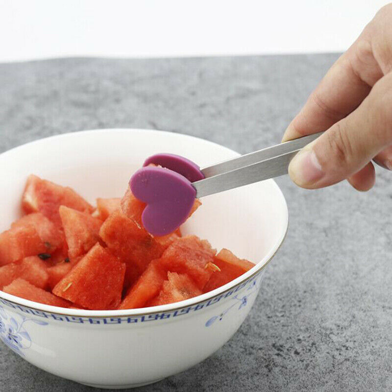 1Pc Silicone Clip Non-slip Ice Clip Stainless Steel Mini Food Clip Fruit .l8