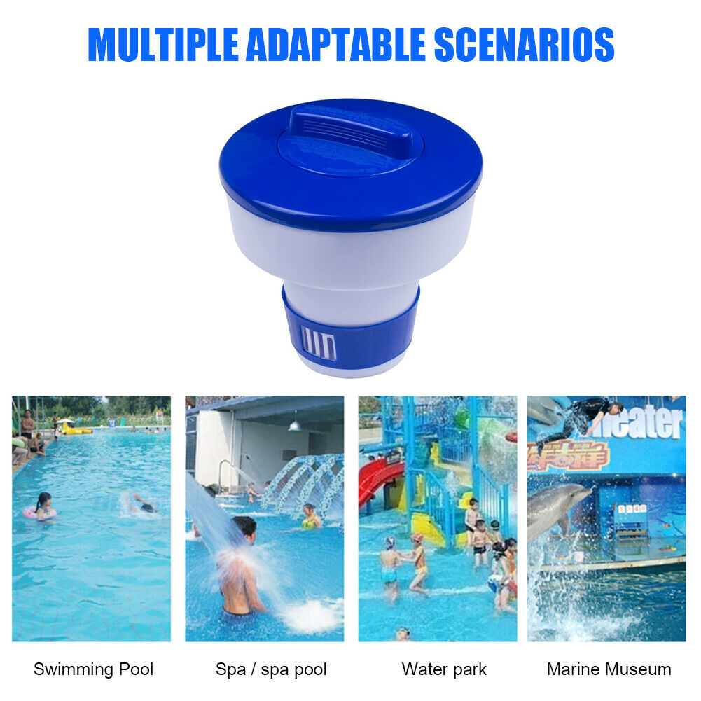 Pool Floating Pill Disinfecting Box Auto Chlorine Bromine Tablet Dispenser @