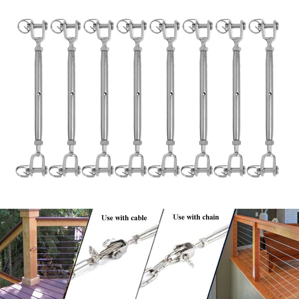 8x Stainless Steel Jaw Turnbuckles Wire Rigging Screws for Sailboat M5