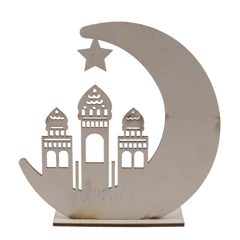 Ramadan Wooden Eid Mubarak Decoration Moon Islam Mosque Muslim Wooden Plaque HY6