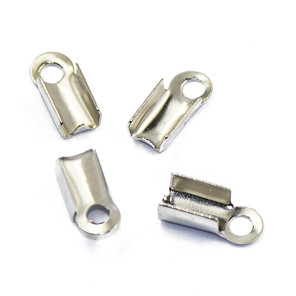 300pcs Metal Folding End Crimps Tips Cord   Jewelry Findings 10x4.5mm