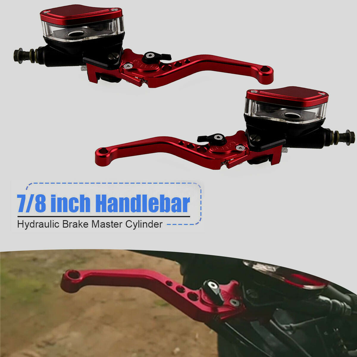 Red Aluminum Clutch Brake Master Cylinder Kit Fits 7/8-inch Handlebars Universal