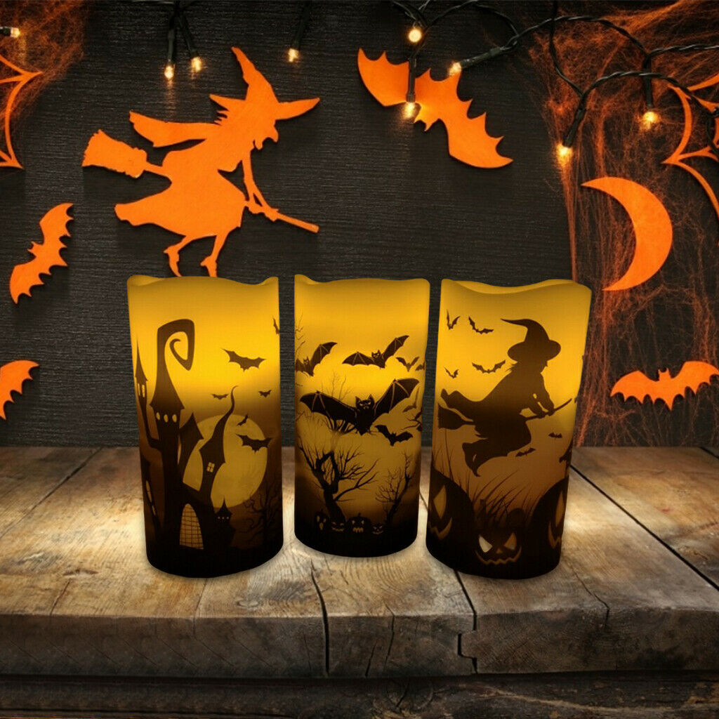 Electronic Candle Halloween Flameless 3pcs LED Dating Home Desktop Decor