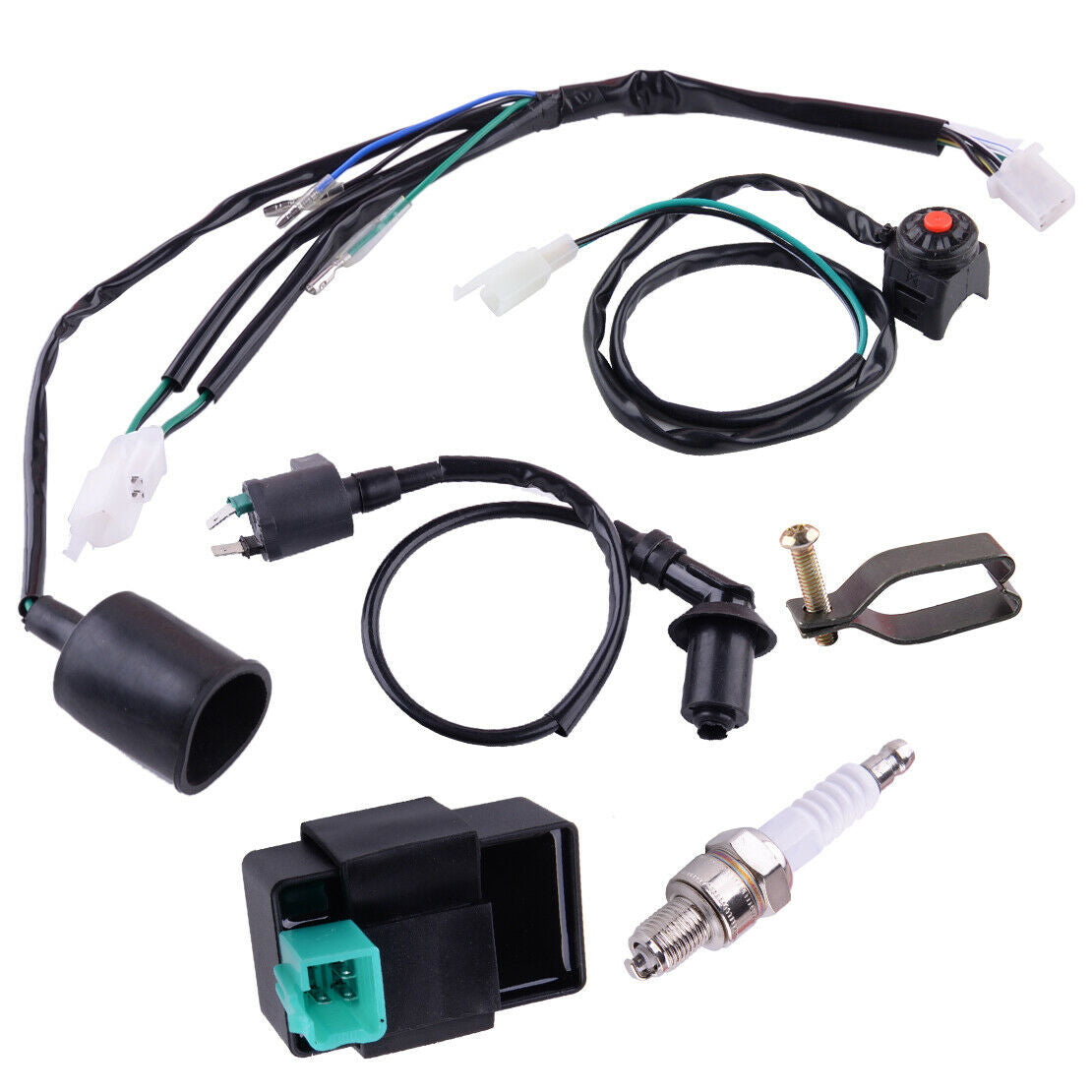 Wiring Loom Harness Kill Switch Ignition Coil CDI For 50cc-160cc SSR Kick Start!