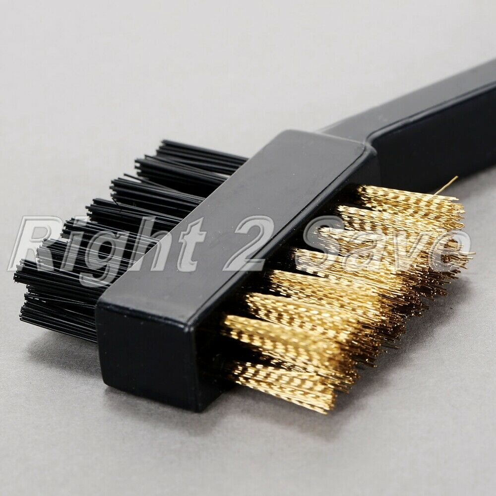 1Pair 2 Sided Brass Wire Nylon Golf Club Brush Groove Ball Cleaner Clip Kit Tool