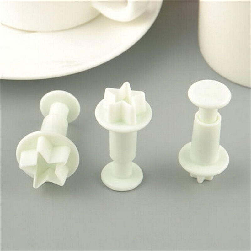 3PCS Star Cake Cookies Cutter Plunger Sugarcraft Decorating Fondant Mol.l8