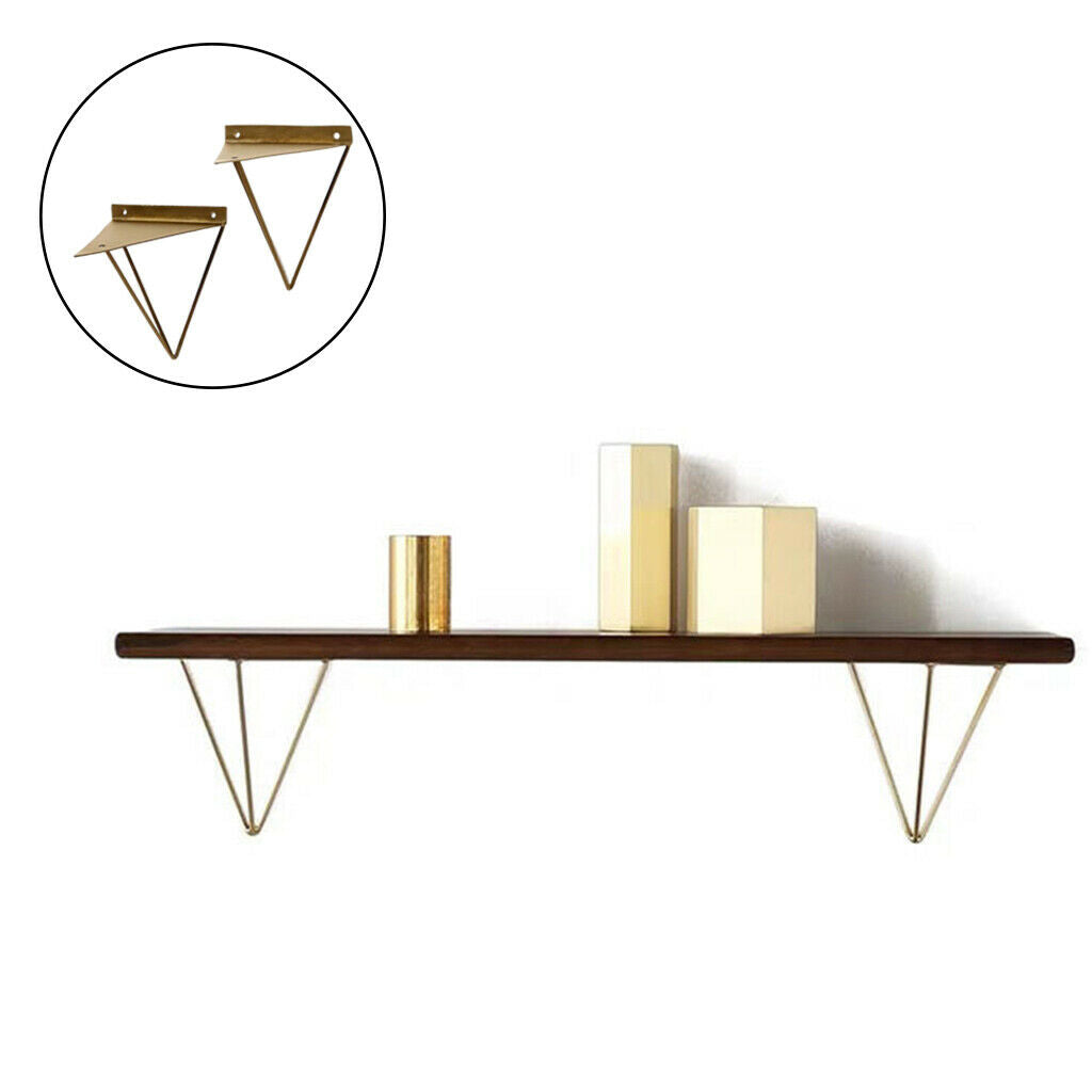 2Pcs Heavy Duty Metal Triangle Support Bench Board Shelf Brackets Golden