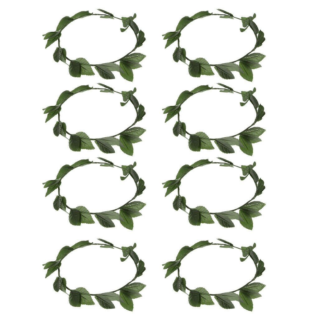 8 Pieces Green Leaves Headband Roman Goddess Laurel Wreath Costume Woman