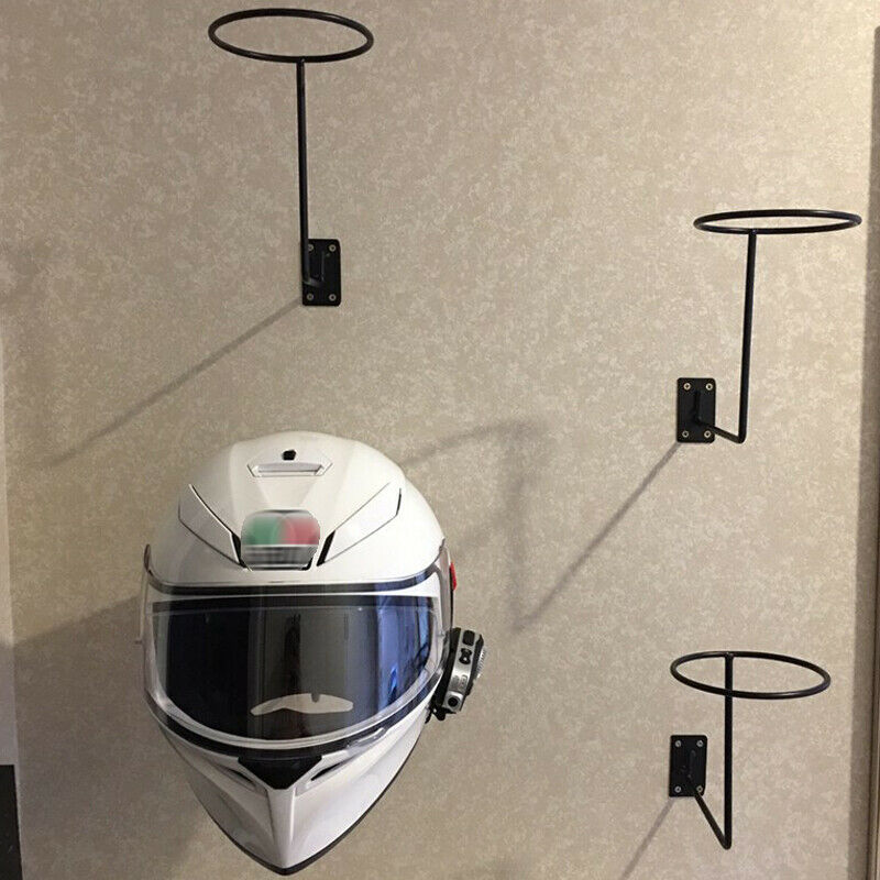 Metal Hat Display Stand Motorcycle Bike Helmet Ball Holder Wall Hook Rack Black