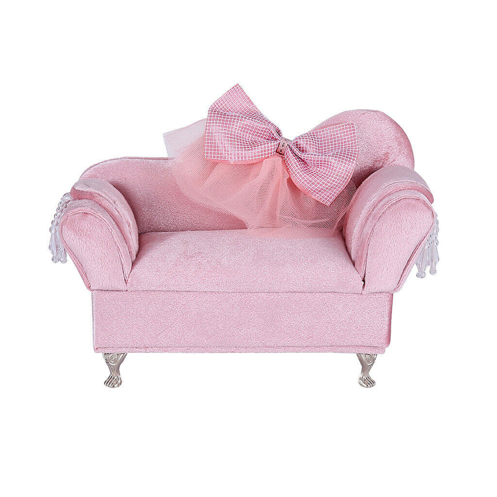 Soft Bowknot Couch Jewelry Box for Girls Travel Jewelry Organizer for