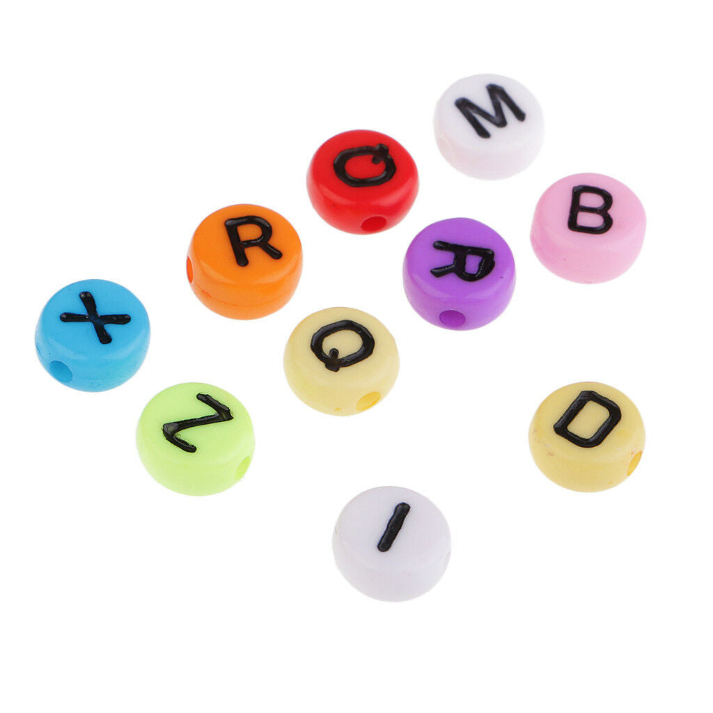 100x Kids Alphabet Letter Beads Bracelet Making Spacer Beads 8mm Multicolor