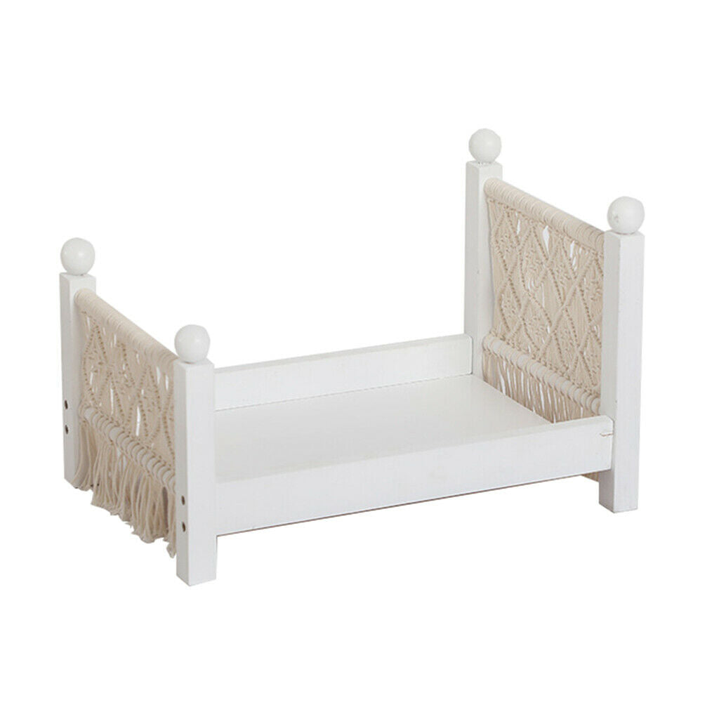 Baby Props Baby Crib White Solid Wood Detachable Mini Bed Background Accs