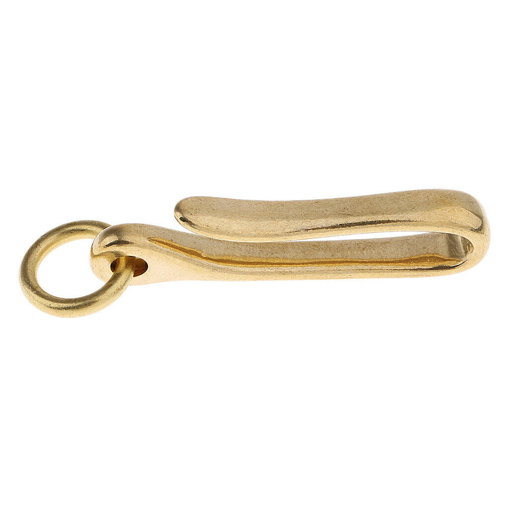 2pcs Solid Brass Fish U Hook Loop Durable Keychain Key Ring Belt Wallet Clip
