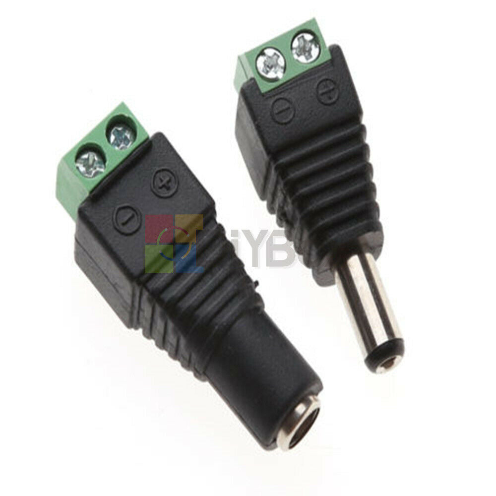 20pcs Male+Female DC Power Jack Connector Adapter Plug 2.1 x 5.5mm for CCTV