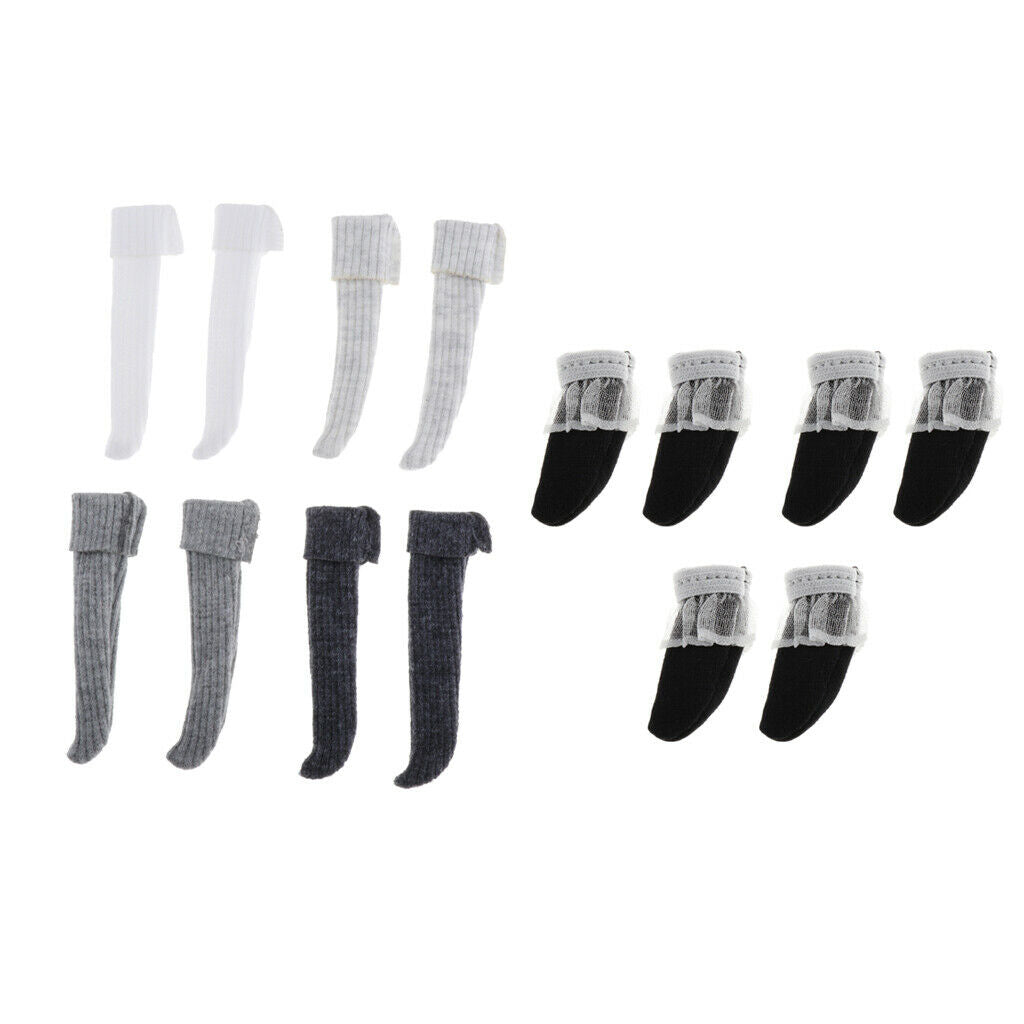 7Pairs Cute Lace Socks and Stocking for 1/6 Dollfie Dress Up Outfits Accs
