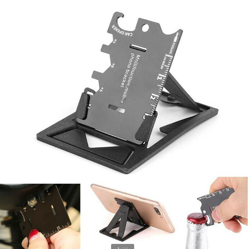 Folding Mobile Phone Bracket Mini EDC Card Bottle Opener Screwdriver Wrench BR