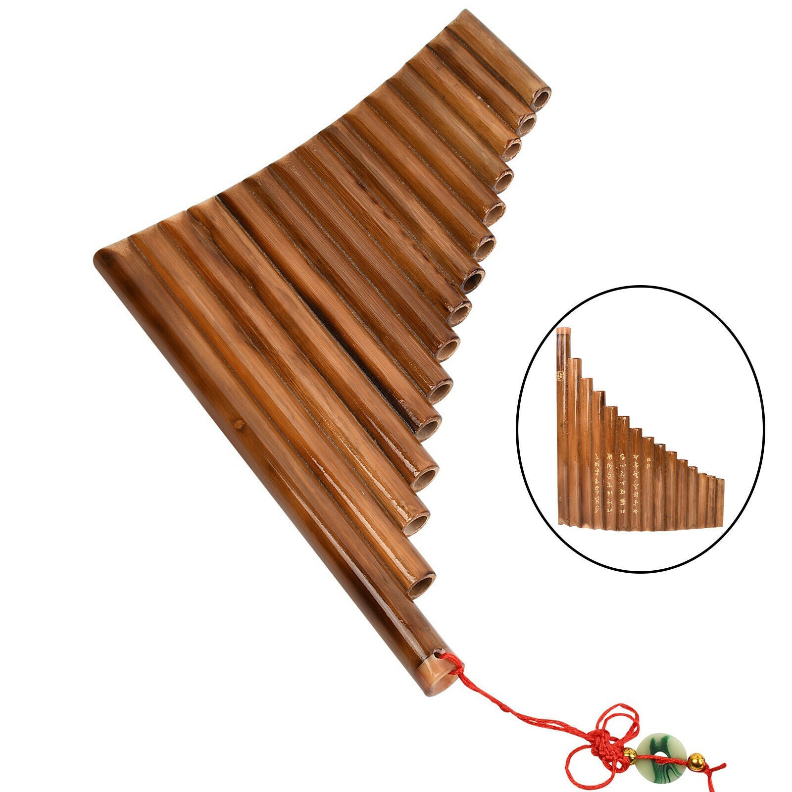 Pan Flute 15 Pipes G Key Panpipes Wooden Folk Musical Instrument for Kids