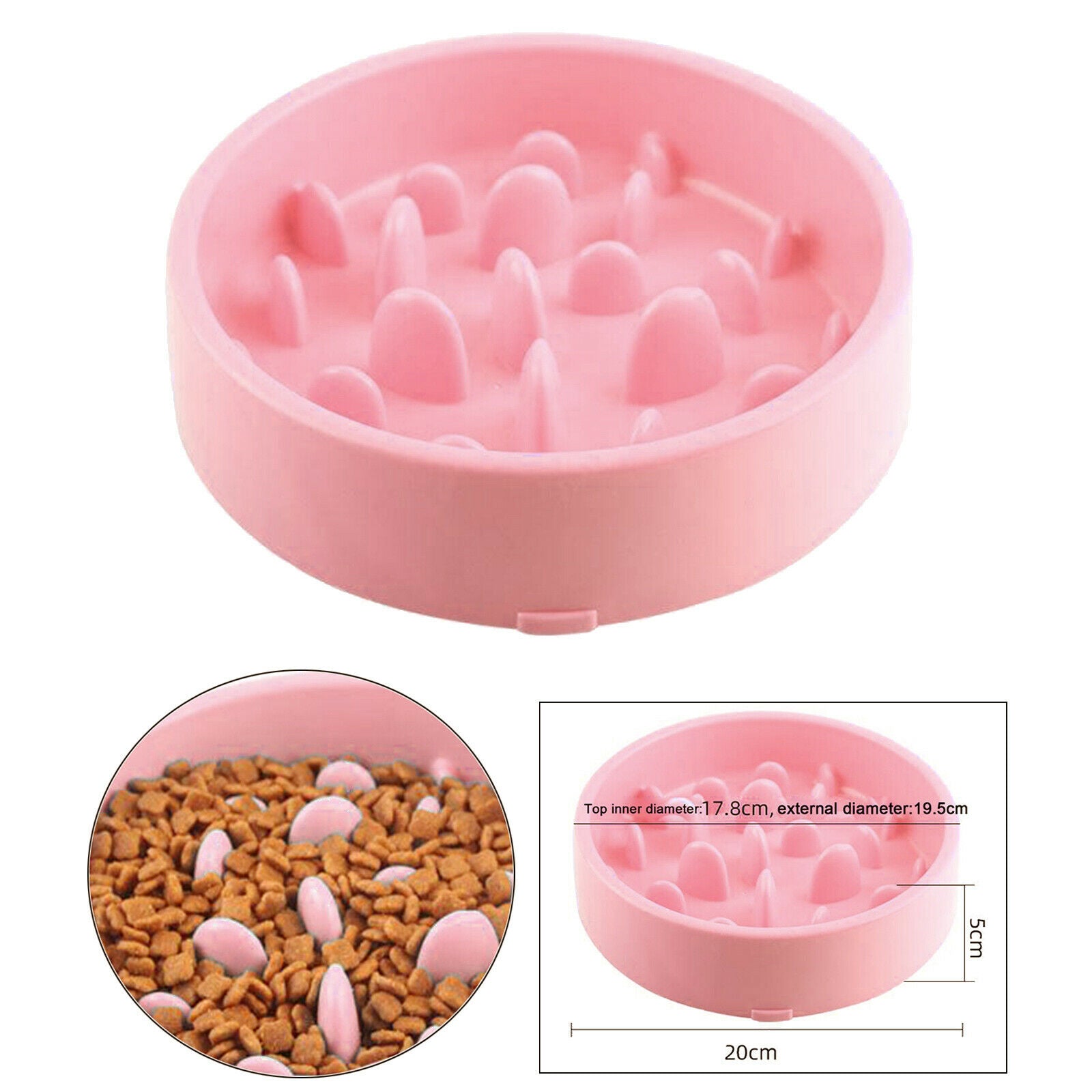 Slow Feeder Dog Bowl Pet Feeder Interactive Bloat Stop Dog Eating Dish Pink