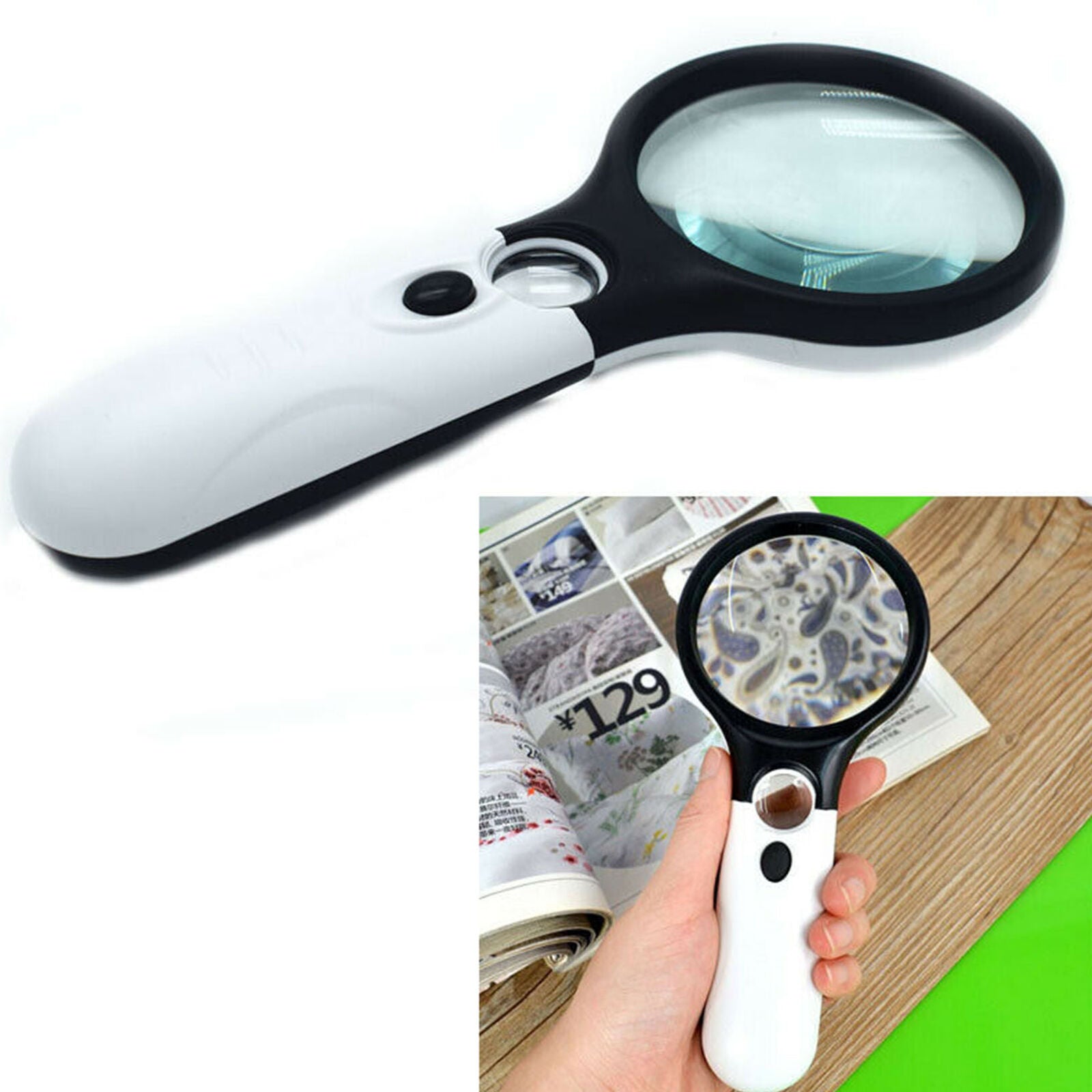 3LED Light 45X Handheld Magnifier Reading Magnifying Glass Lens Jewelry Loupe