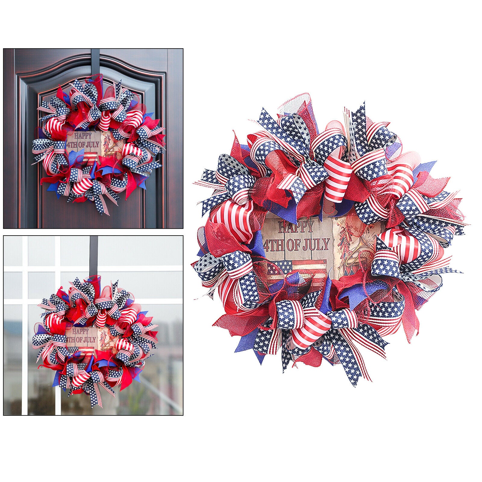 Silk Independence Day Wreath 16'' Garland Door Farmhouse Wall Wedding Decor