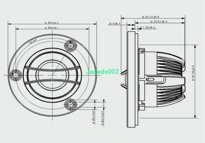1pcs For vifa 1"inch 52mm tweeter 4ohm 4Ω 80W car speakers Loudspeaker