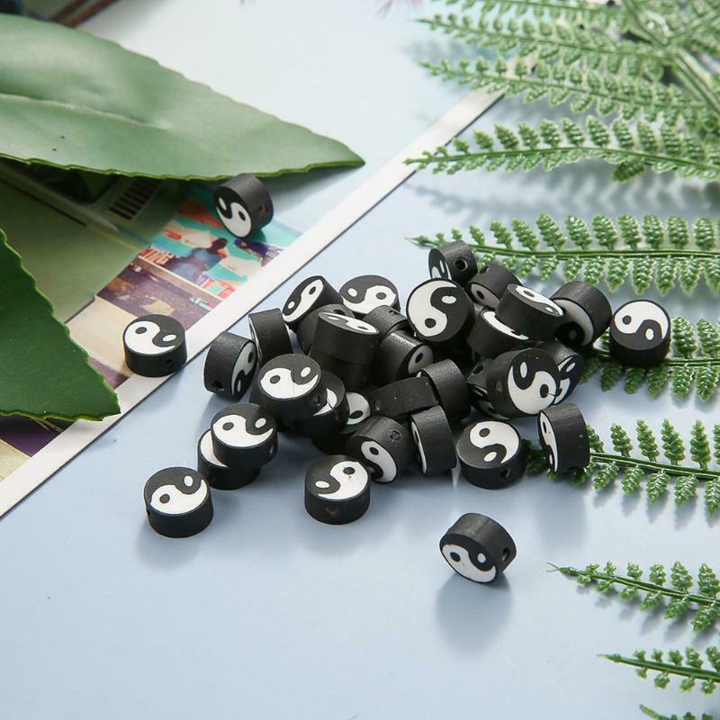 100 Pieces of Yin and Yang Clay Spacer Beads Suitable for Girls Jewelry Making