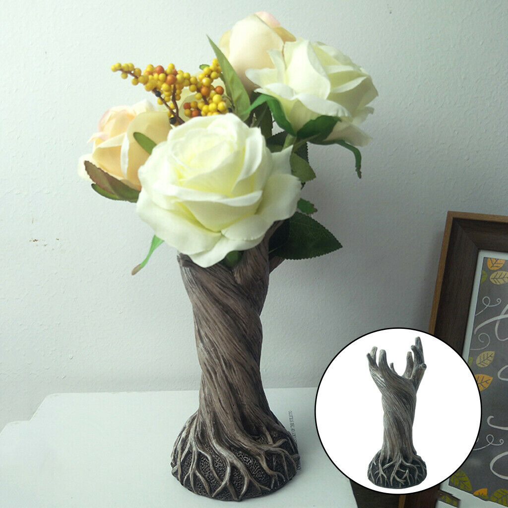 Tree Trunk Shape Statue Flower Planter Garden Plant Pot Art Flowerpot Decor