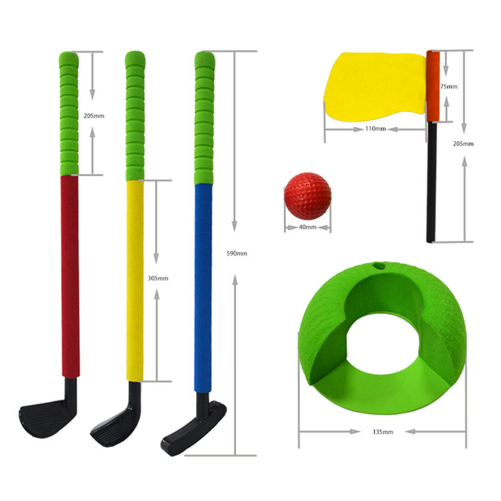 Kids Golf Club Set 3 Golf Clubs 3 Balls Indoor Early Educational Toddlers
