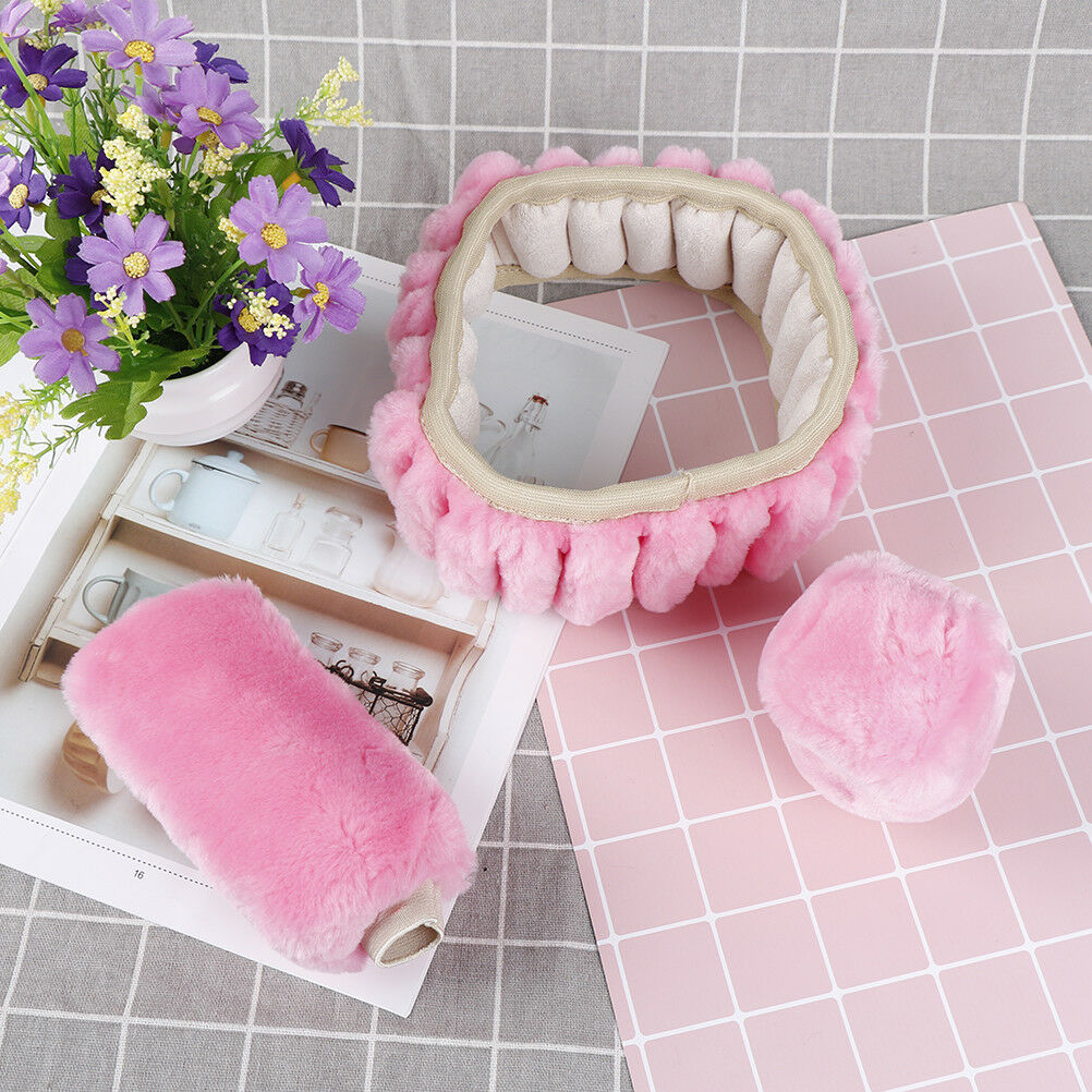3Pcs/set Winter pink soft warm plush car steering wheel cover handbrake coversBD