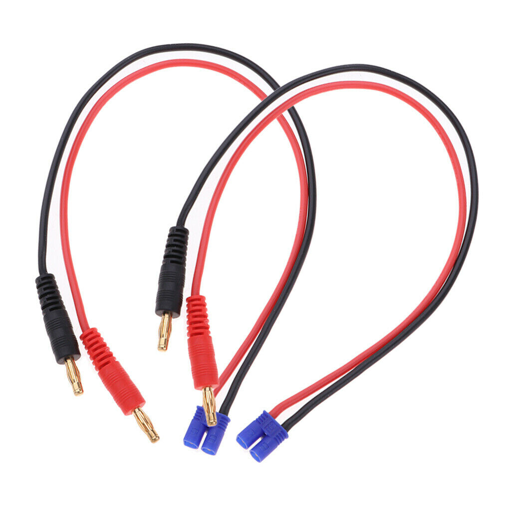 2x4mm Banana Plug  Connector to Male EC2 RC Charge Cable16AWG