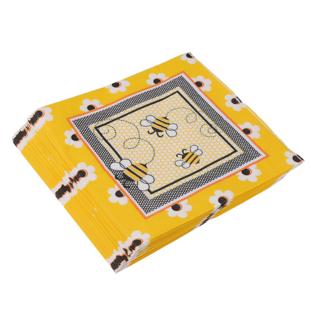 20pcs Paper Disposable Bees Napkins Party Christening Tableware Decoration