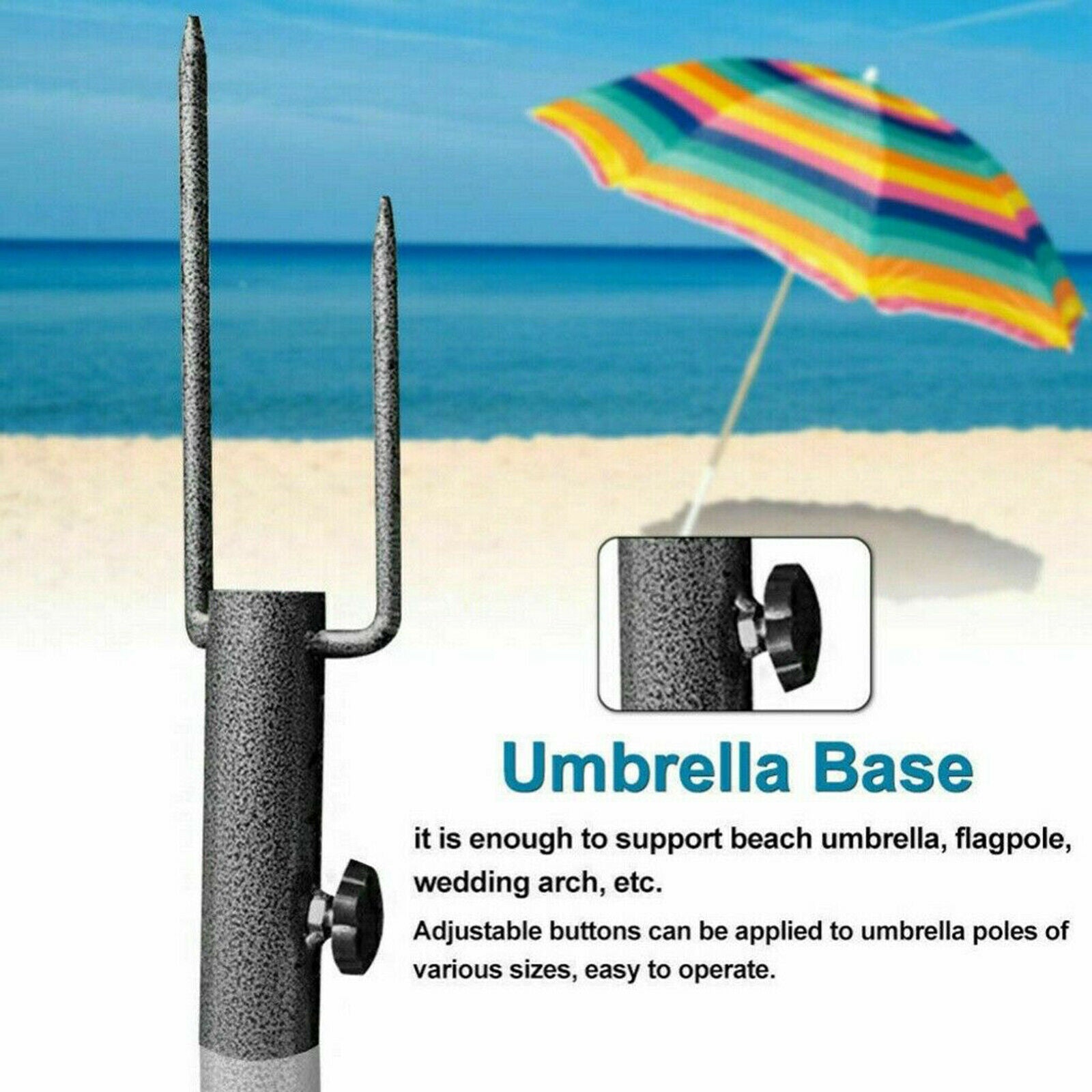 Fishing Parasol Umbrella Stand] Brolly Ground Spike Metal Outdoor Beach