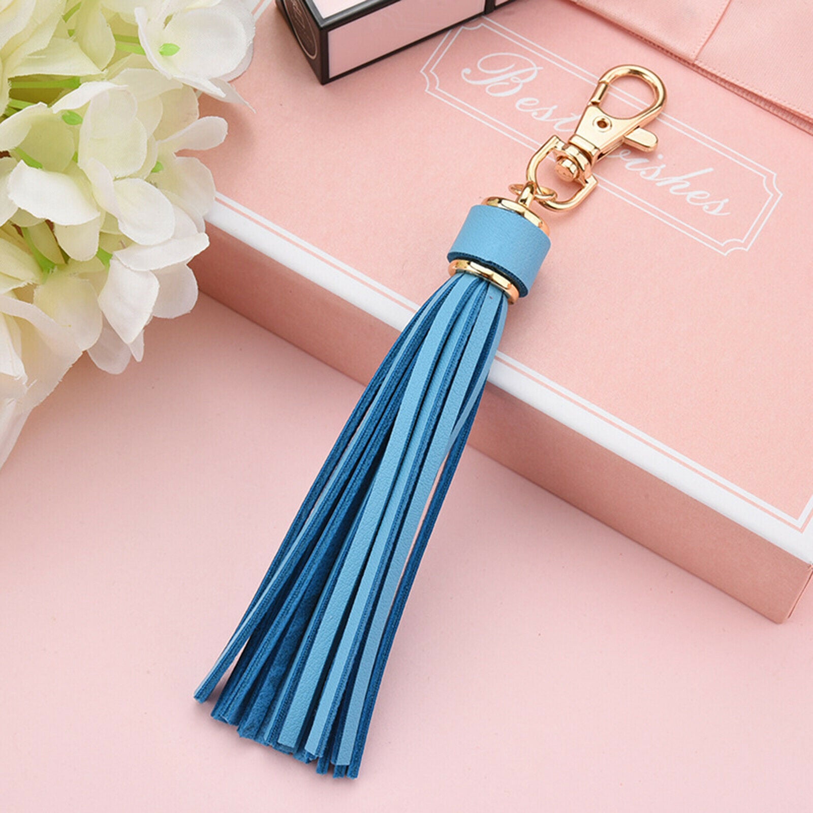 Bag Pendant Key Chain with Tassel Cute PU Leather Handbag for Handbag