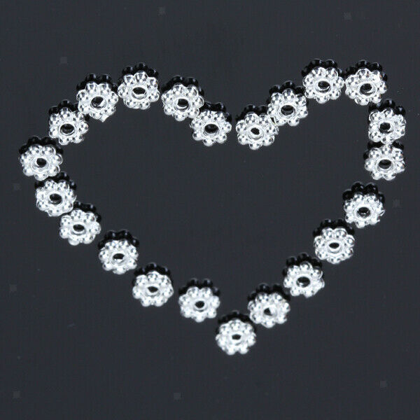 100x Metal Snowflakes Flower Spacer Beads Charms Necklace Bracelet DIY 4mm