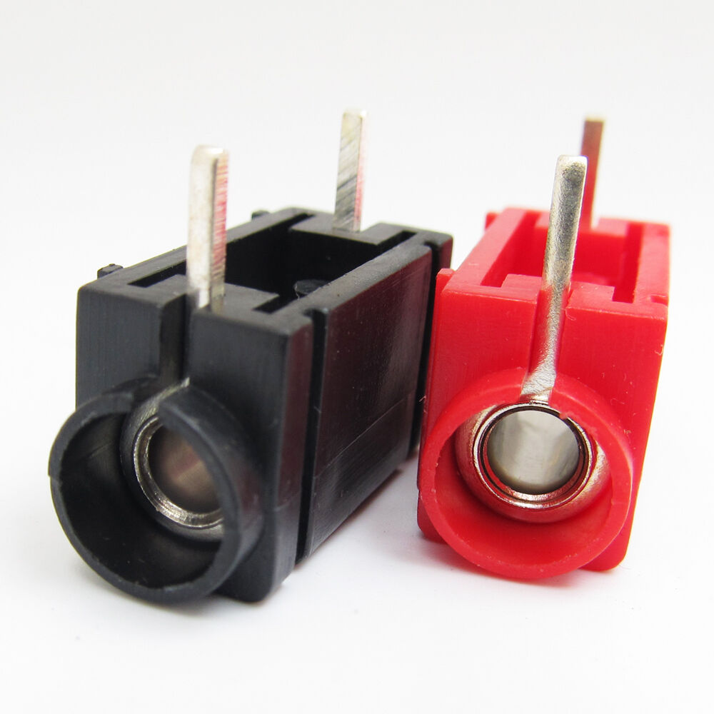 1pair Horizontal Straight PCB 4mm Banana Female Jack Test Socket Red + Black