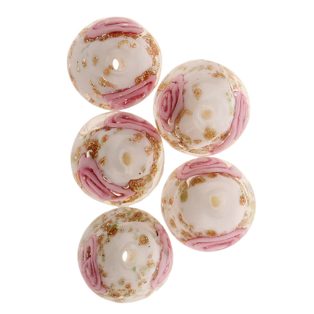 5pcs Lampwork Glass Round Beads for Jewelry Bracelet Making Craft DIY