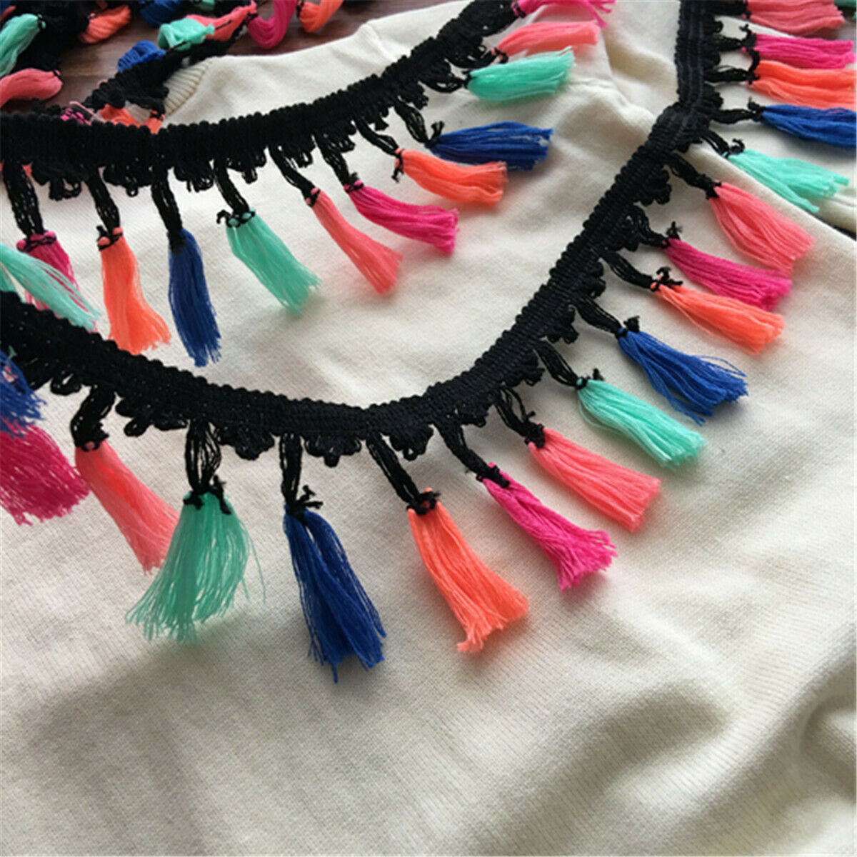 1 Yard 7.5cm Colorful Tassel Fringe Trim Braid Lace Ribbon Sewing DIY Crafts
