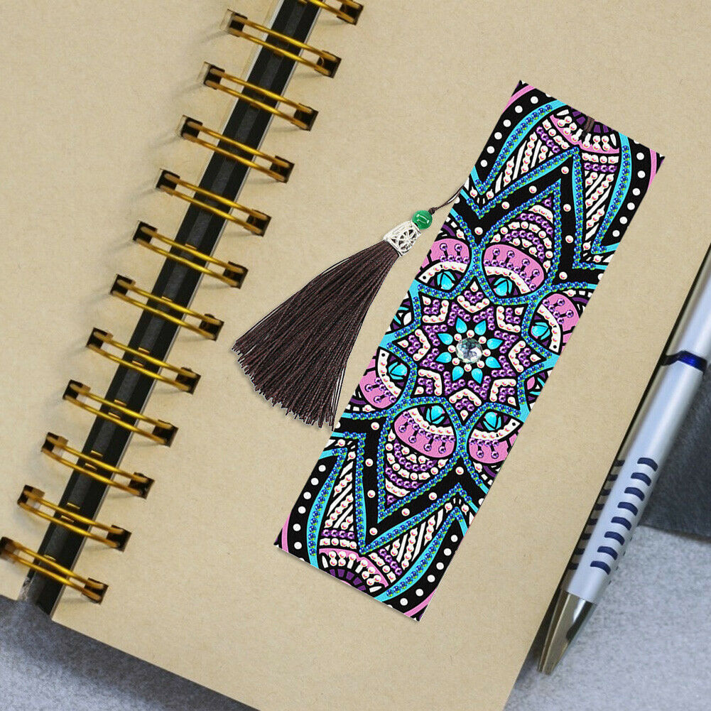 2pcs 5D Mosaic Bookmark Tassel Diamond Painting Cross Stitch Page-marker @