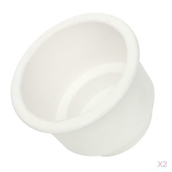 2x Recessed Drink Holder in Plastic Cup with Drain for Boat, Car, Marine Rv