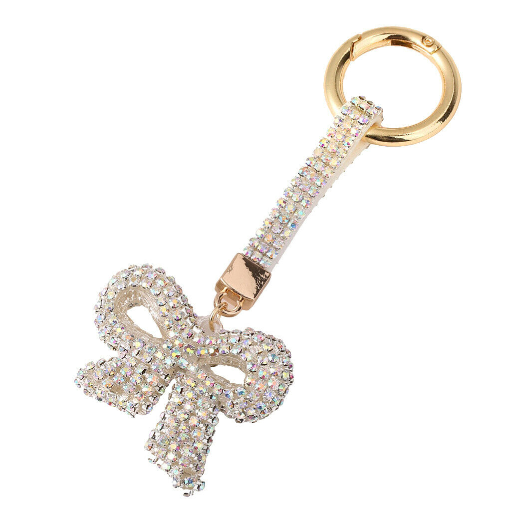 Rhinestone Bling Cute Key Chain Fob Mobile Phone Bag Purse Charm Bowknot 3#