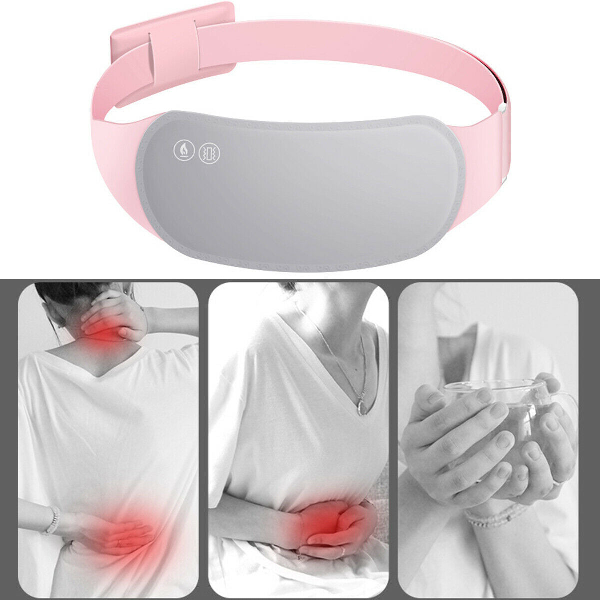 Electric Warming Heating Pad Menstrual Cramp Reliever Period Pain Therapy Belt
