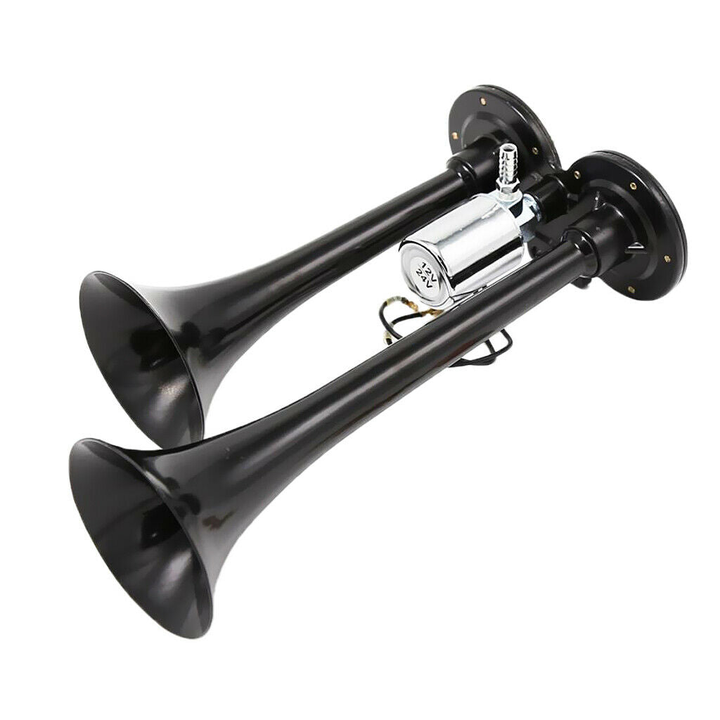 Car Motorcycle 150dB Dual Trumpets Train Air Horn with Electric Solenoid
