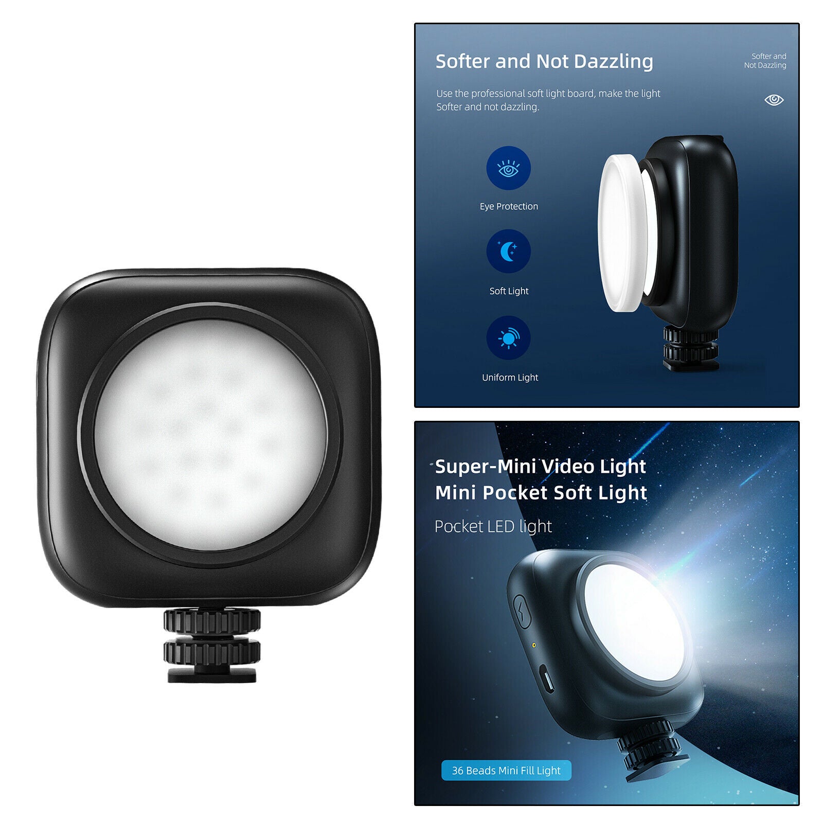 Mini Adjustable Video Fill Light for Vlog Selfie Portraits Girl DSLR Mobile
